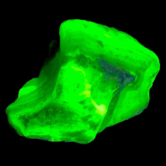 Green White Layered Art Glass Cullet Glowing Uranium Manganese Slag Glass #5GL42 - Picture 1 of 7